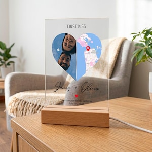 Anpassad minneskartlampa | Personlig platslampa med parfoto | Unik heminredningspresent | LED-nattlampa i akryl