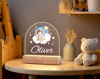 Personalized night light for baby, christamas gift for kids, cute animal night lamp, baby baptism gift, gift for kids