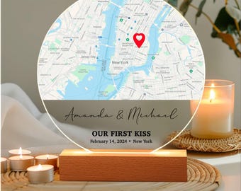 Where We First Met map, anniversary gift for him, Map Our First Date plaque, Wife anniversary, first date Girlfriend gift,where it all began