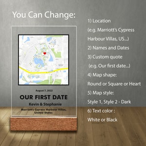 Where We First Met map, anniversary gift for him, Map Our First Date plaque, Wife anniversary, first date Girlfriend gift,where it all began image 6