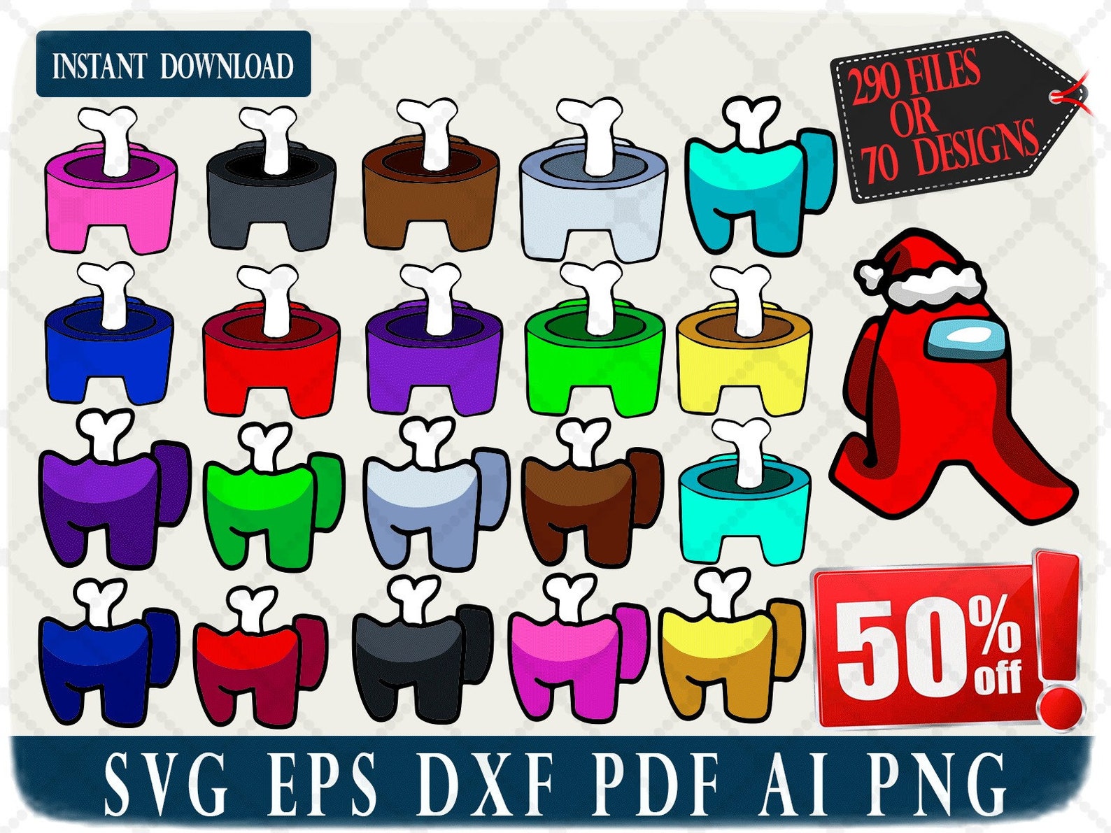 Download Bundle 290 FILES 70 Design Among Us Svg Astronaut Svg Among | Etsy