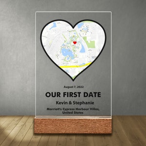 Where We First Met map, anniversary gift for him, Map Our First Date plaque, Wife anniversary, first date Girlfriend gift,where it all began image 9