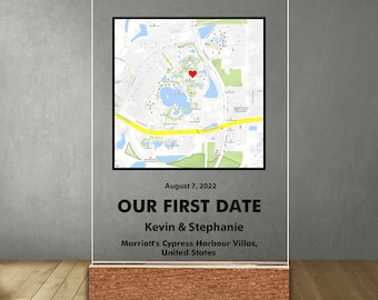 Where We First Met map, anniversary gift for him, Map Our First Date plaque, Wife anniversary, first date Girlfriend gift,where it all began