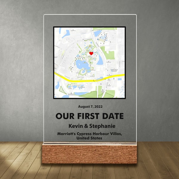 Where We First Met map, anniversary gift for him, Map Our First Date plaque, Wife anniversary, first date Girlfriend gift,where it all began