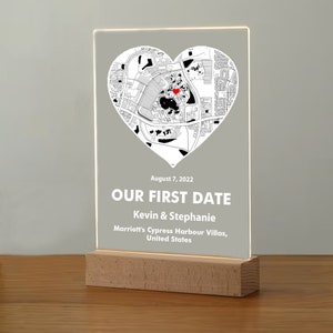 Where We First Met map, anniversary gift for him, Map Our First Date plaque, Wife anniversary, first date Girlfriend gift,where it all began image 10