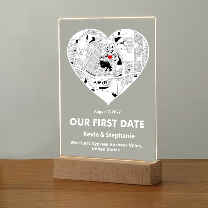 Where We First Met map, anniversary gift for him, Map Our First Date plaque, Wife anniversary, first date Girlfriend gift,where it all began image 10