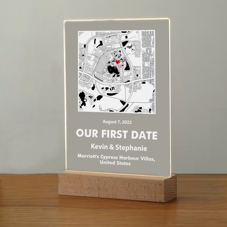 Where We First Met map, anniversary gift for him, Map Our First Date plaque, Wife anniversary, first date Girlfriend gift,where it all began image 8