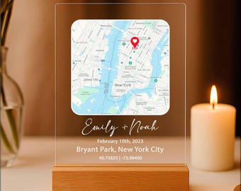 Personalized First Date Map, Where We Met Map Plaque, Where It All Began, Anniversary Gift, Boyfriend, Girlfriend Gift, Couple Gift