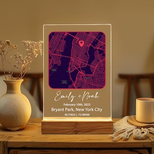 Unser erstes Date Acrylschild, Sternenkarte Nachtlicht, The Place We Met Light, Benutzerdefinierte Karte Nachtlicht, Valentinstag Geschenk für ihn, sie