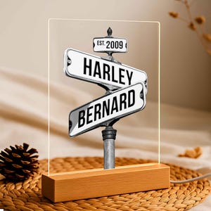 Personalisierte Straßenschild Nachtlicht - Benutzerdefinierte Namen & est. Jahr, Valentinstagsgeschenk für Paar, Jahrestag, Hochzeitslampe