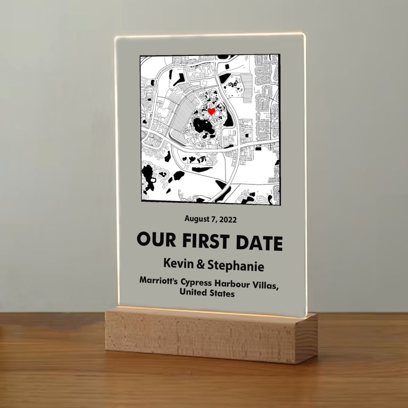 Where We First Met map, anniversary gift for him, Map Our First Date plaque, Wife anniversary, first date Girlfriend gift,where it all began image 3