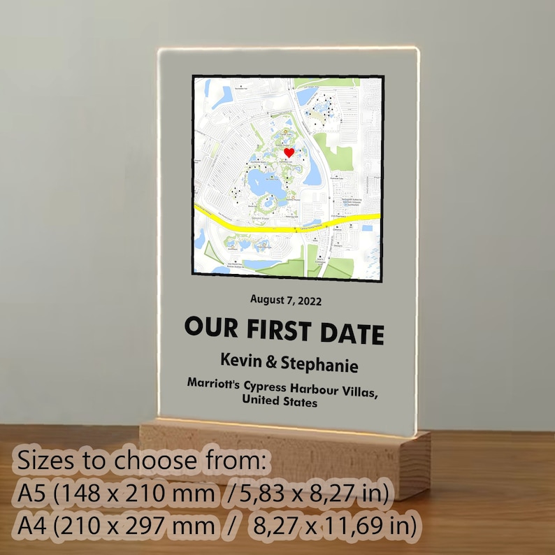 Where We First Met map, anniversary gift for him, Map Our First Date plaque, Wife anniversary, first date Girlfriend gift,where it all began image 7