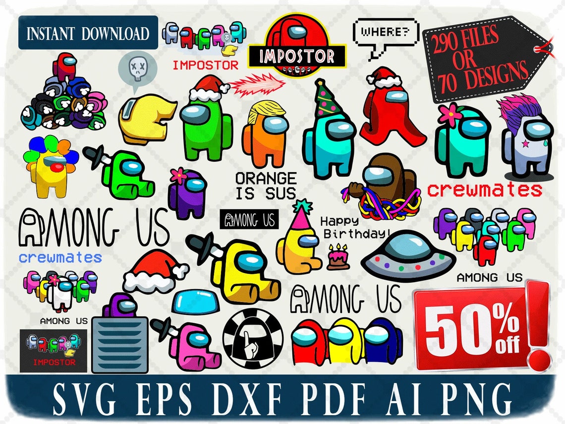 Download Bundle 290 FILES 70 Design Among Us Svg Astronaut Svg ...