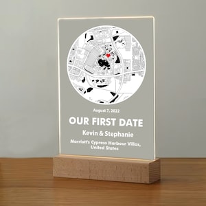 Where We First Met map, anniversary gift for him, Map Our First Date plaque, Wife anniversary, first date Girlfriend gift,where it all began image 2