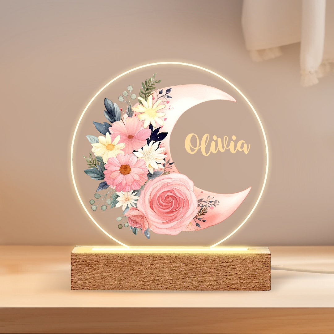 Personalized Baby Night Light, Night Light With Name and Birth Date, Nursery Decor, Gift for