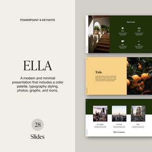 Ella Business Plan | Keynote & PowerPoint | Modern and Minimal Pitch Deck Presentation | Lookbook Template