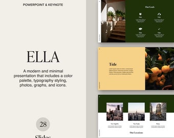 Ella Business Plan | Keynote & Powerpoint | Moderne und Minimal Pitch Deck Präsentation | Lookbook Vorlage