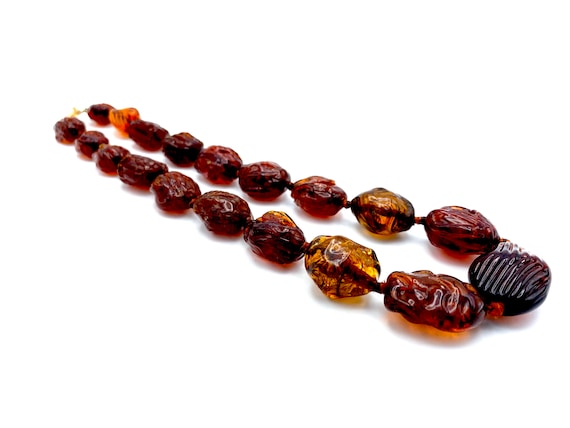 Necklace: Faux Amber Glass Beaded Necklace