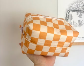 Orange Checkered Makeup Bag | Checkered flag F1 | box-box bag