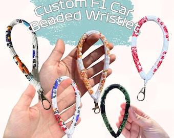 Custom Formula 1 Car Beaded Crochet Keychain Wristlet