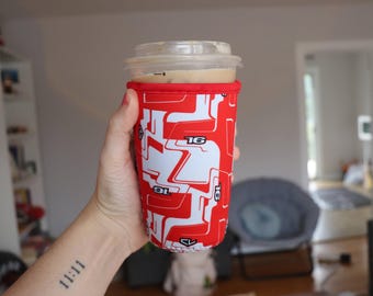 Charles Leclerc Helmet Inspired Neoprene Cup Cozy | iced coffee sleeve - large or xlarge