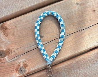 Checkered Beaded Keychain - Miami Grand Prix Blue