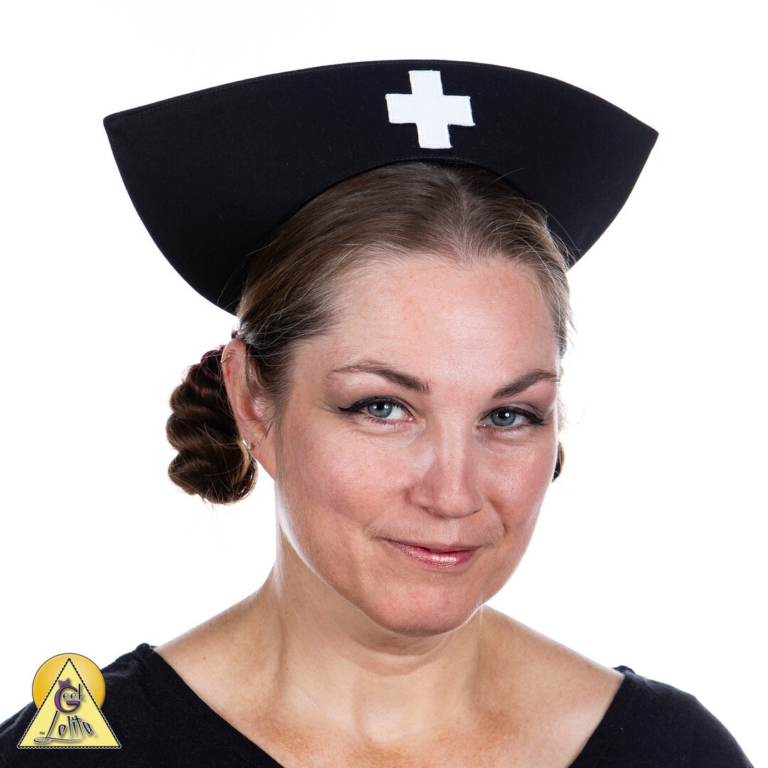 Nurse Cap With Cross Patch Etsy