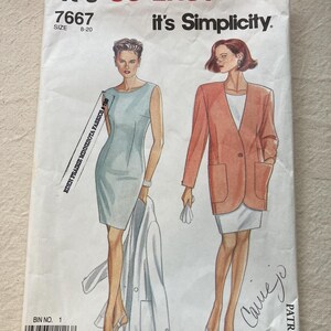 Vintage 1990’s Dress ensemble Pattern: Simplicity It’s so Easy 7667 size 8-20
