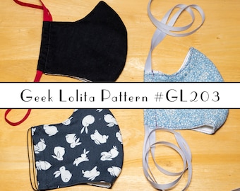 Geek Lolita Face Mask Pattern Size M and L - Digital Download