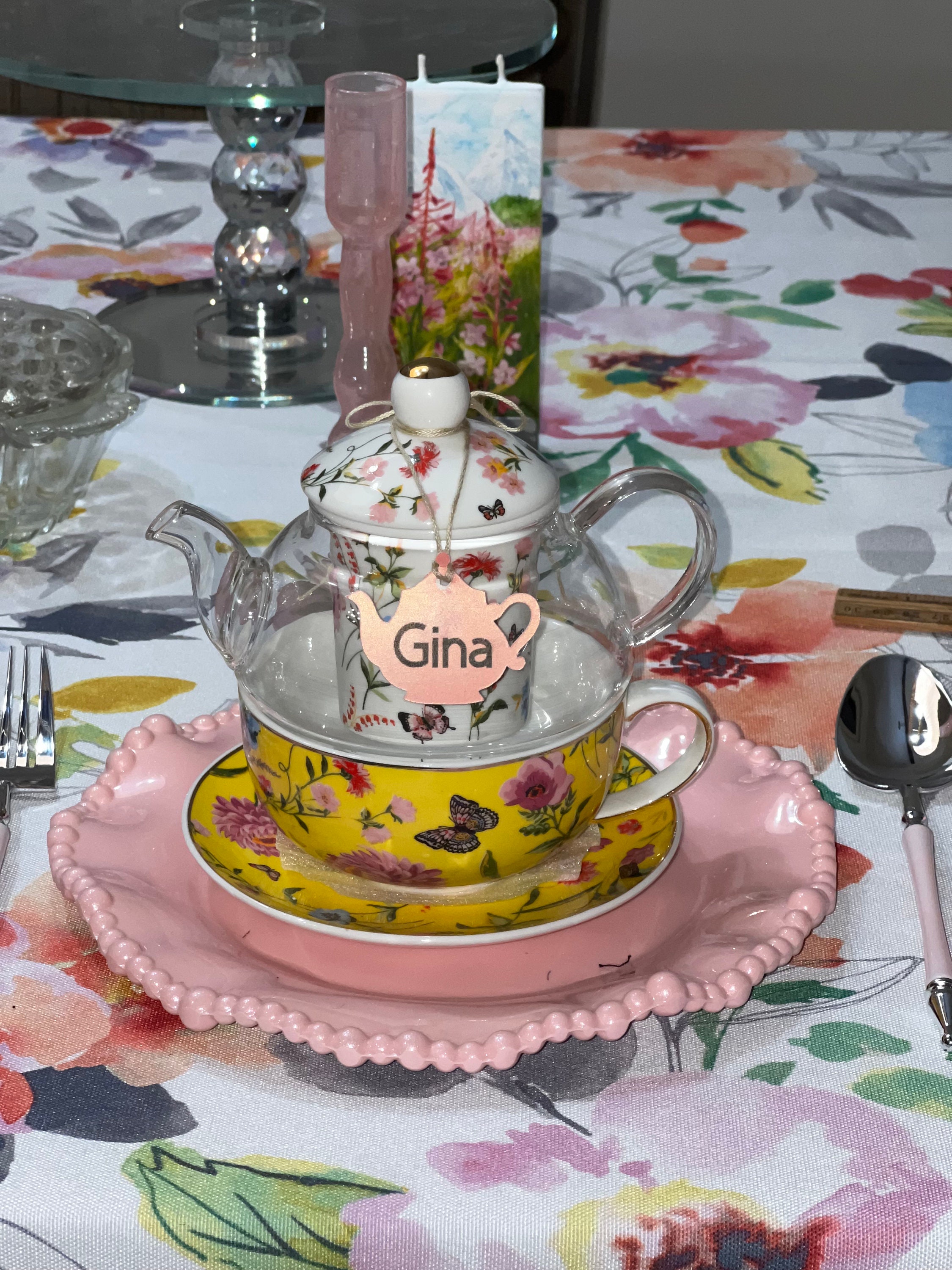 personalized teacup, teapot tag for birthday party , bridal shower