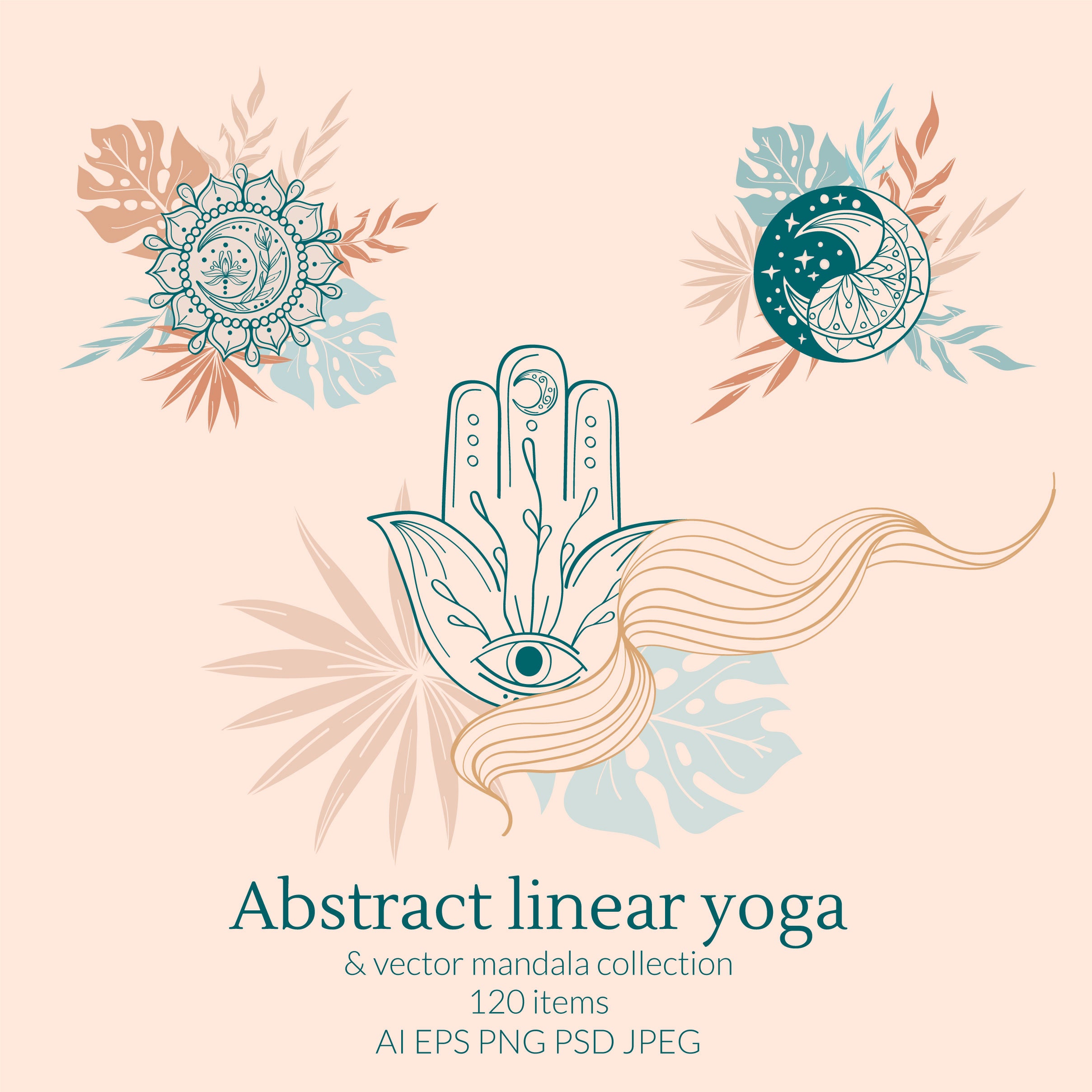 Yoga Clipart Line Art Clipart Abstract yoga symbols | Etsy