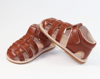 Baby Toddler Boys  Girls Boy Brown Leather Fisherman Sandals, Baby Toddler soft sole hard sole sandals Boy, Closed Toe Sandals