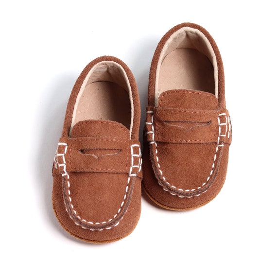 Bebé niño pequeño Brown Suede Leather zapatos - Etsy España
