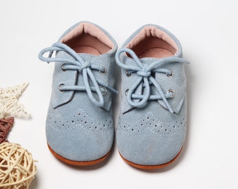 Baby Boy suede shoes, light blue suede boy Loafers Booties, Dress shoes, Boys Christening shoes, Boys baptism shoes, Boys wedding shoes