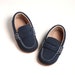 Genuine leather Baby Toddler Navy Suede Loafers, Navy Suede Baby Boat Shoes, boys wedding shoes, baptism shoes, boys moccasins 