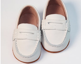 Baby Off White Boys Loafers, Baby Boat Shoes, Boys Dress shoes, Baptism shoes boys, Christening Shoes, Boys wedding shoes, boys formal shoes