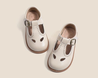 Baby brown Mary Janes T strap shoes, Toddler off white Mary Janes T strap shoes, Toddler girl wedding shoes