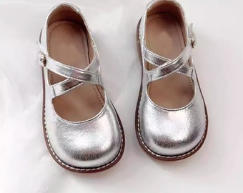 Baby Girl silver gold Mary Jane patent leather shoes, silver gold girl birthday shoes, gold Girl Wedding shoes, silver girl wedding shoes