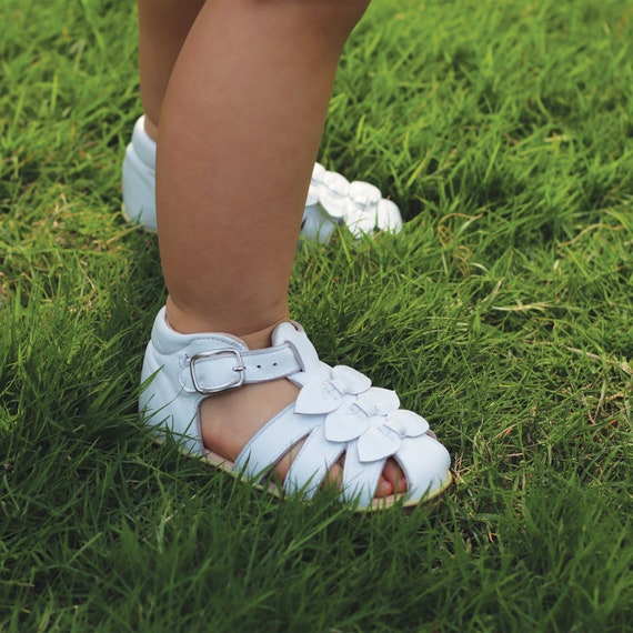 sandalen met strik Baby Lederen Witte Visser - Etsy België