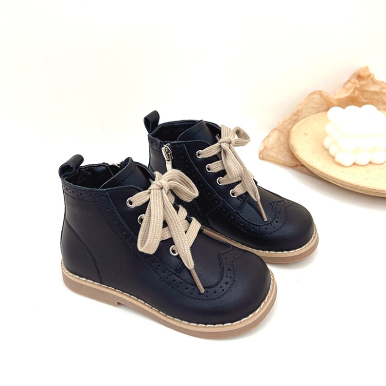 Baby Girl Black Boots Brown Leather Baby Toddler Boy Girls Etsy