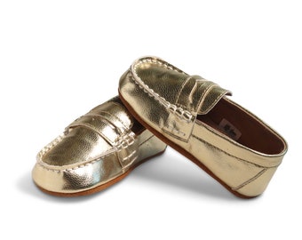 Gold Loafers shoes , Baby Toddler Girls boys Gold Loafers, Baby Toddler gold Boat Shoes, Toddler girl boy gold dress shoes,boy wedding shoes