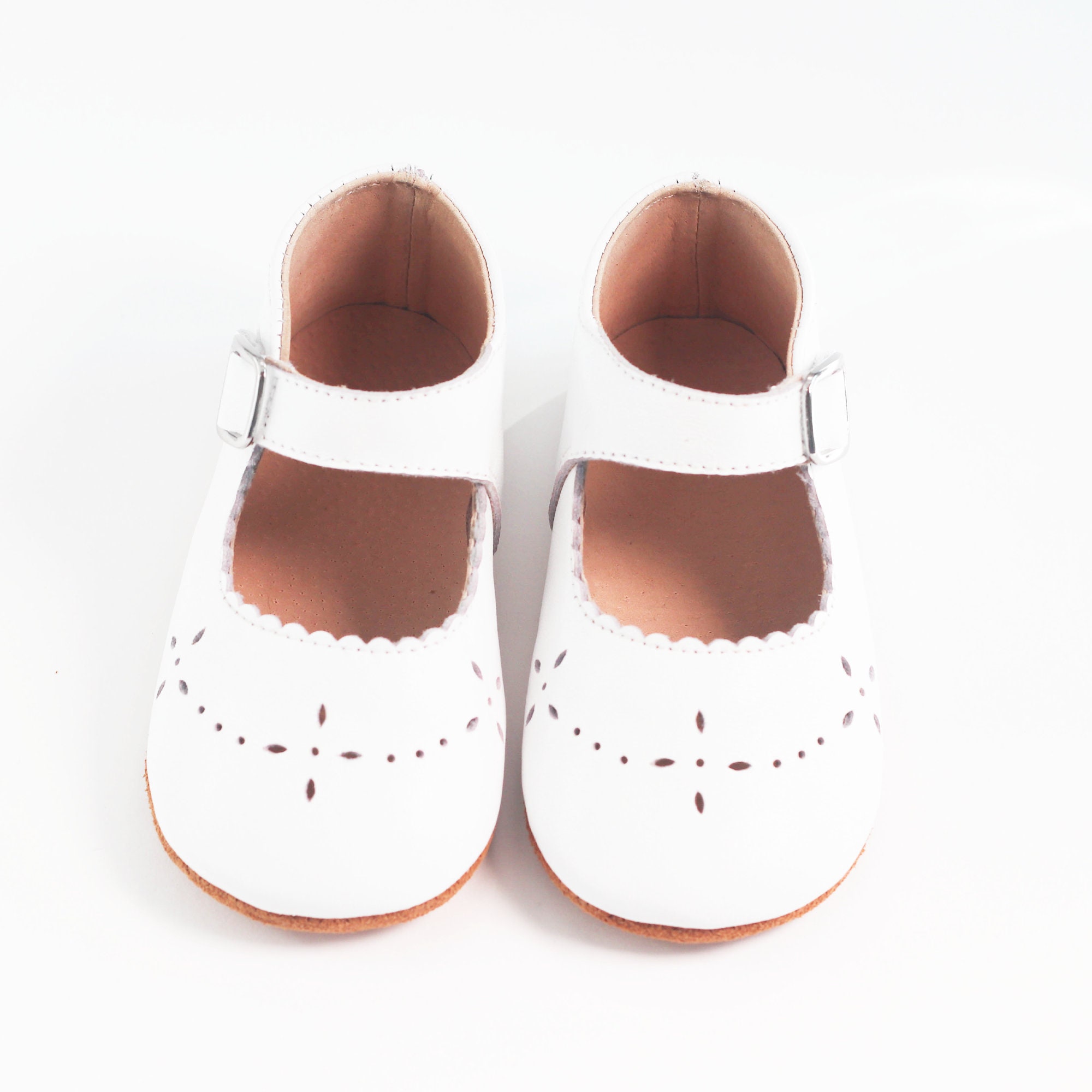 Baby Toddler Girls White  Dress Shoes Baptism Christening Mary Jane Flats/ 1-8 