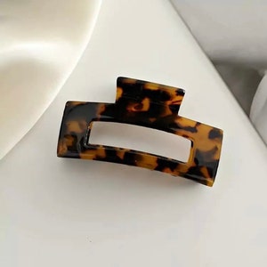 Small Square Claw Clips, Tortoise Square Claw Clips, Claw Clips for long hair, Patterned Claw Clip, Lightweight Clips, Claw Clips Thick Hair