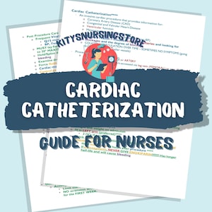Colorful Cardiac catheterization nursing notes 3 pages PDF Instant Digital Download critical care notes