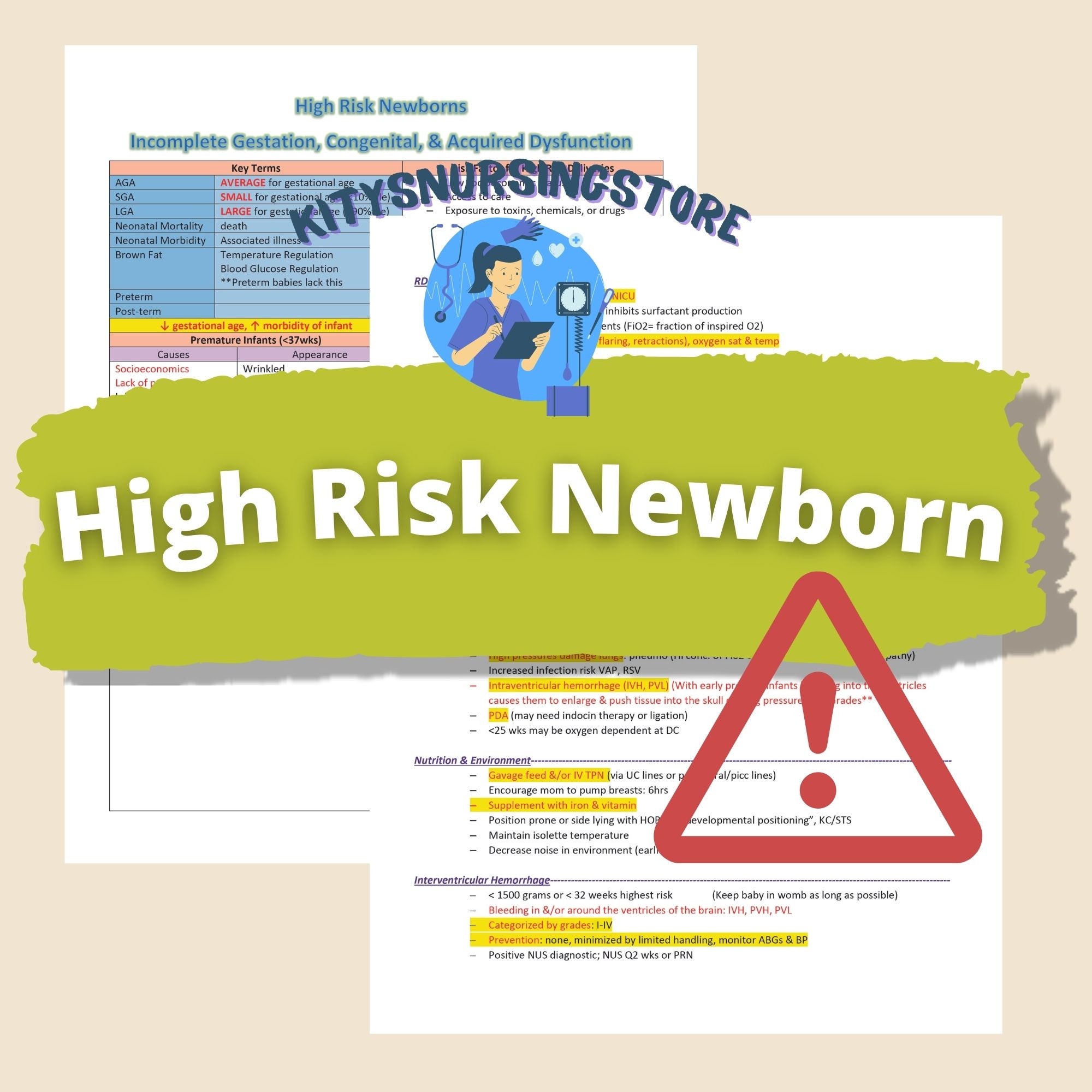 High Risk Newborn Baby OB Notes 7 Pages - Etsy
