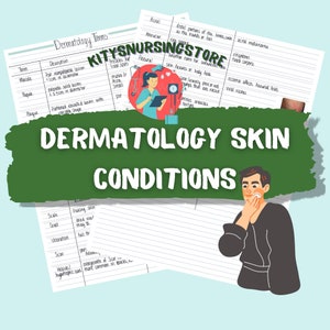 Dermatology skin conditions 2 pages printable pdf immediate download