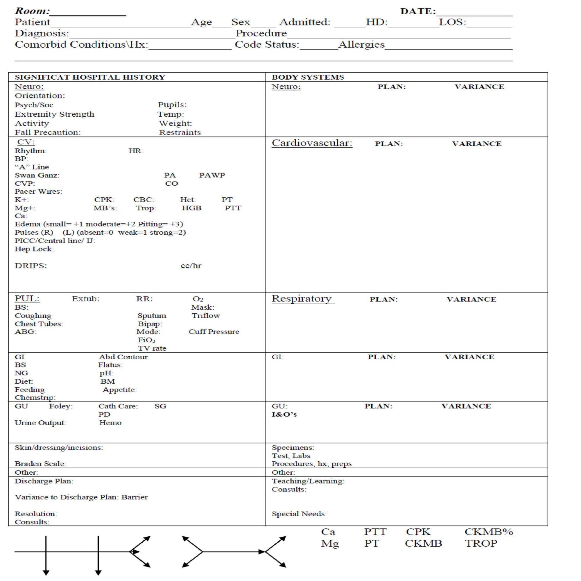 neuro icu report sheet