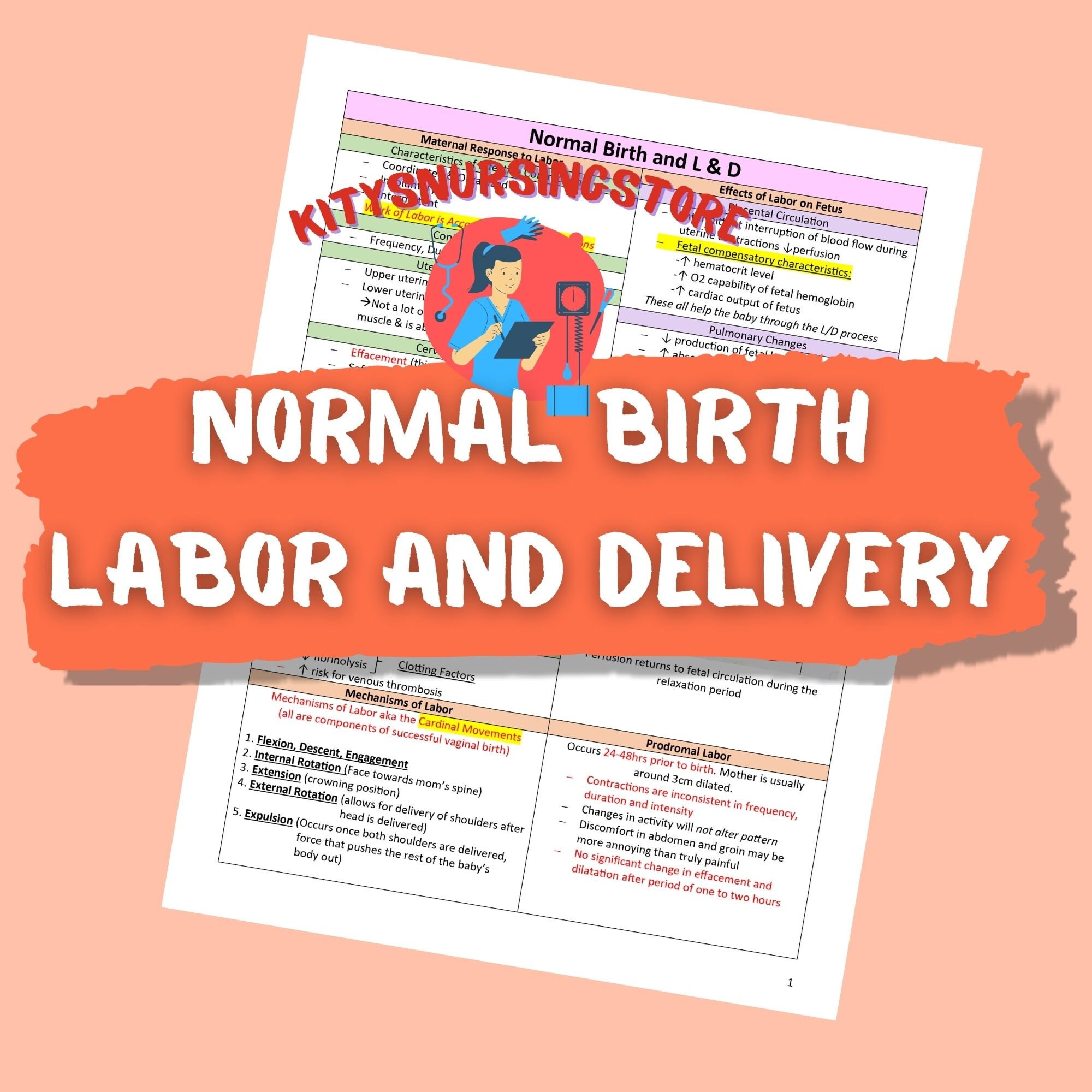 Normal Birth Labor and Delivery Study Notes 4 Pages - Etsy