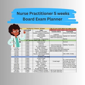 5-Week FNP Board Study Plan | Excel & Printable Calendar | Complimentary Planner to Pair with Leik Review Book