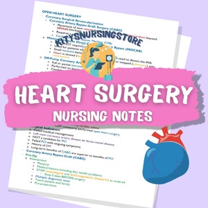 Colorful Heart Surgery nursing notes 3 pages PDF Instant Digital Download